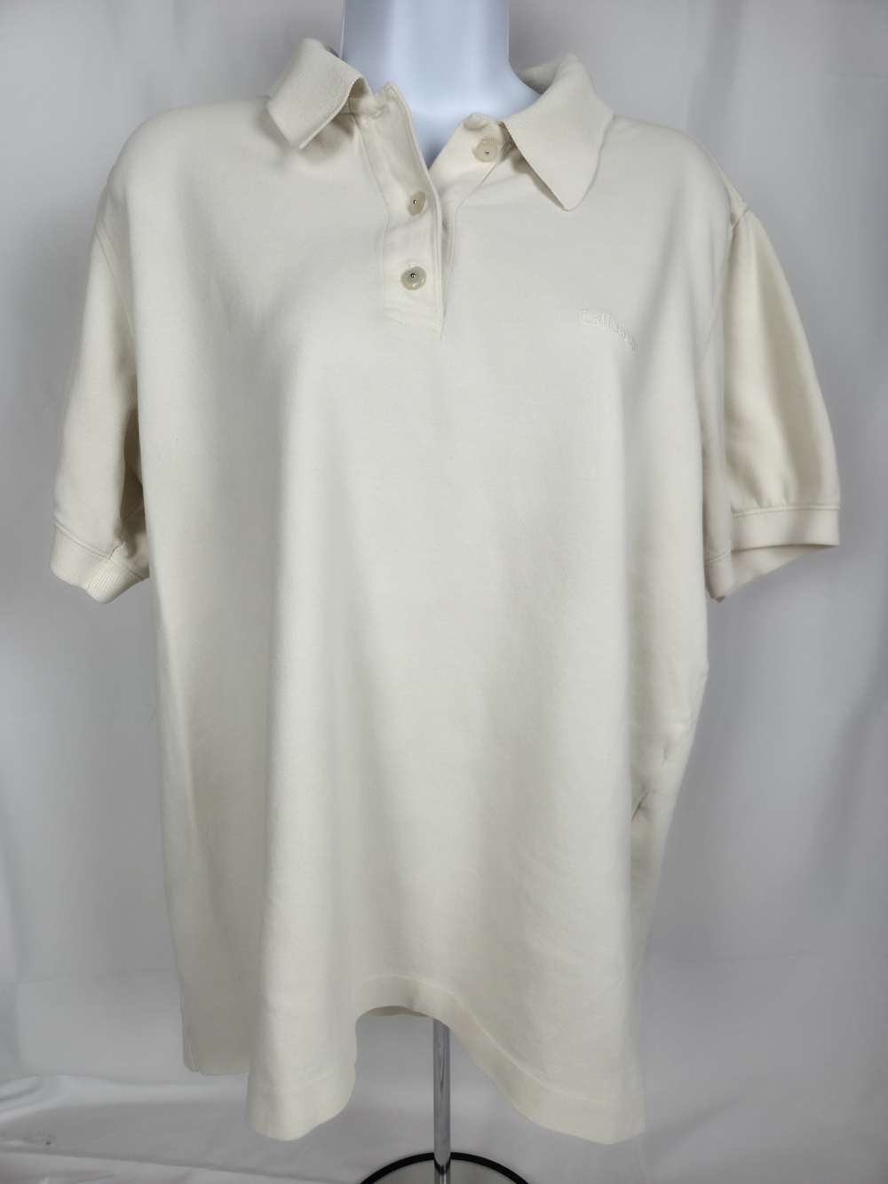 Callaway Cream Short Sleeve Polo - Minimal Logo